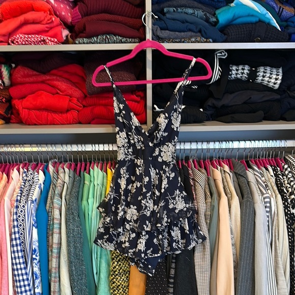 Saints & Secrets navy/white floral print adjustable strap tie waist dress size S - Picture 1 of 3